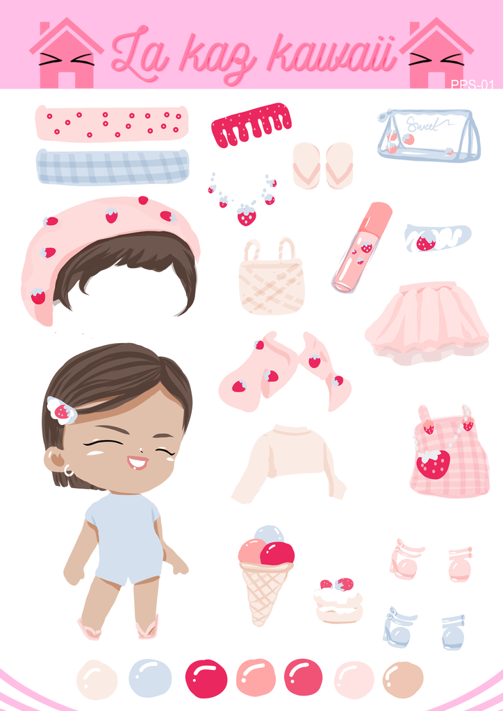 Autocollants Paperdoll Strawberry Cute  