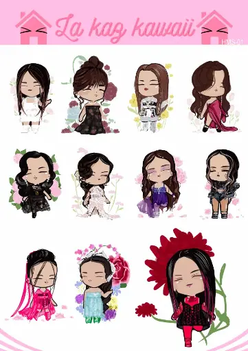 Autocollants chibi Kawaii Girls&Flowers