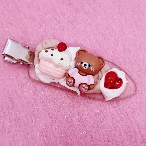 Barrette gourmande nounours et cupcake